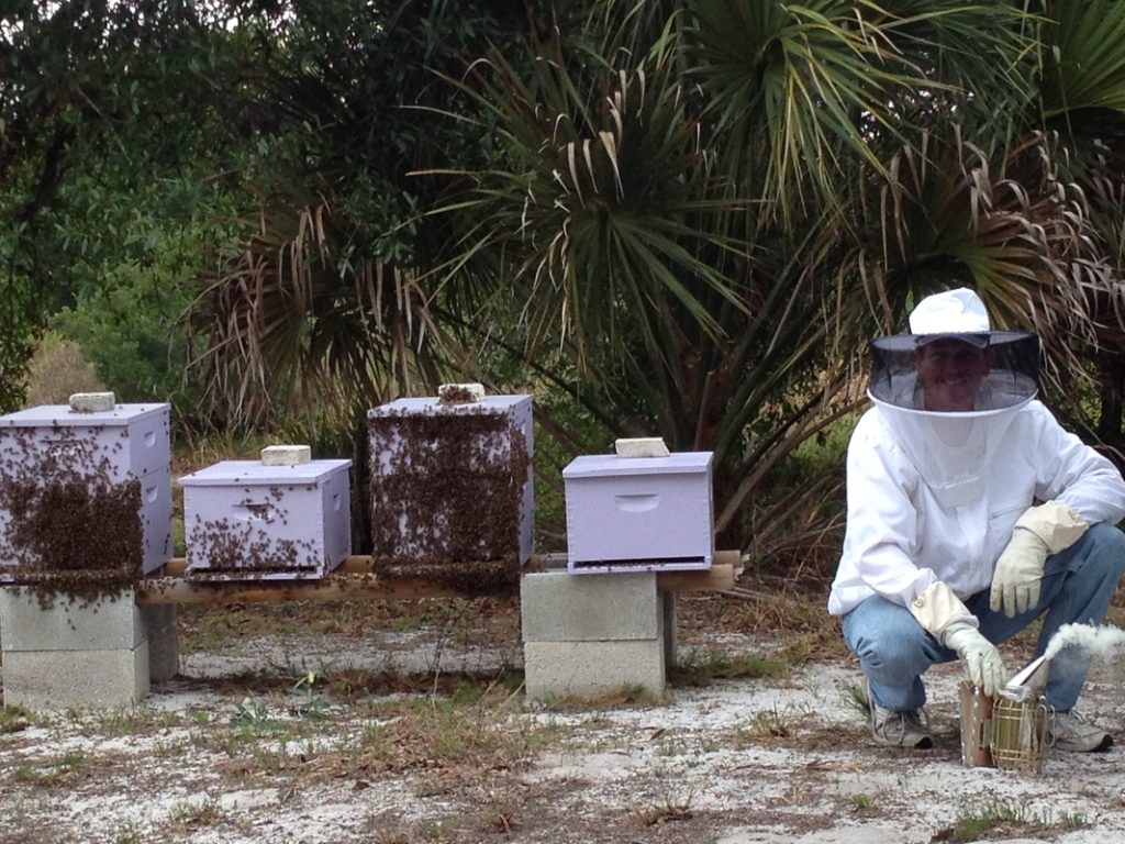 Tim at the apiary